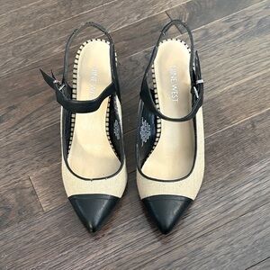 Nine West Black and Cream Pointed Toe Heels